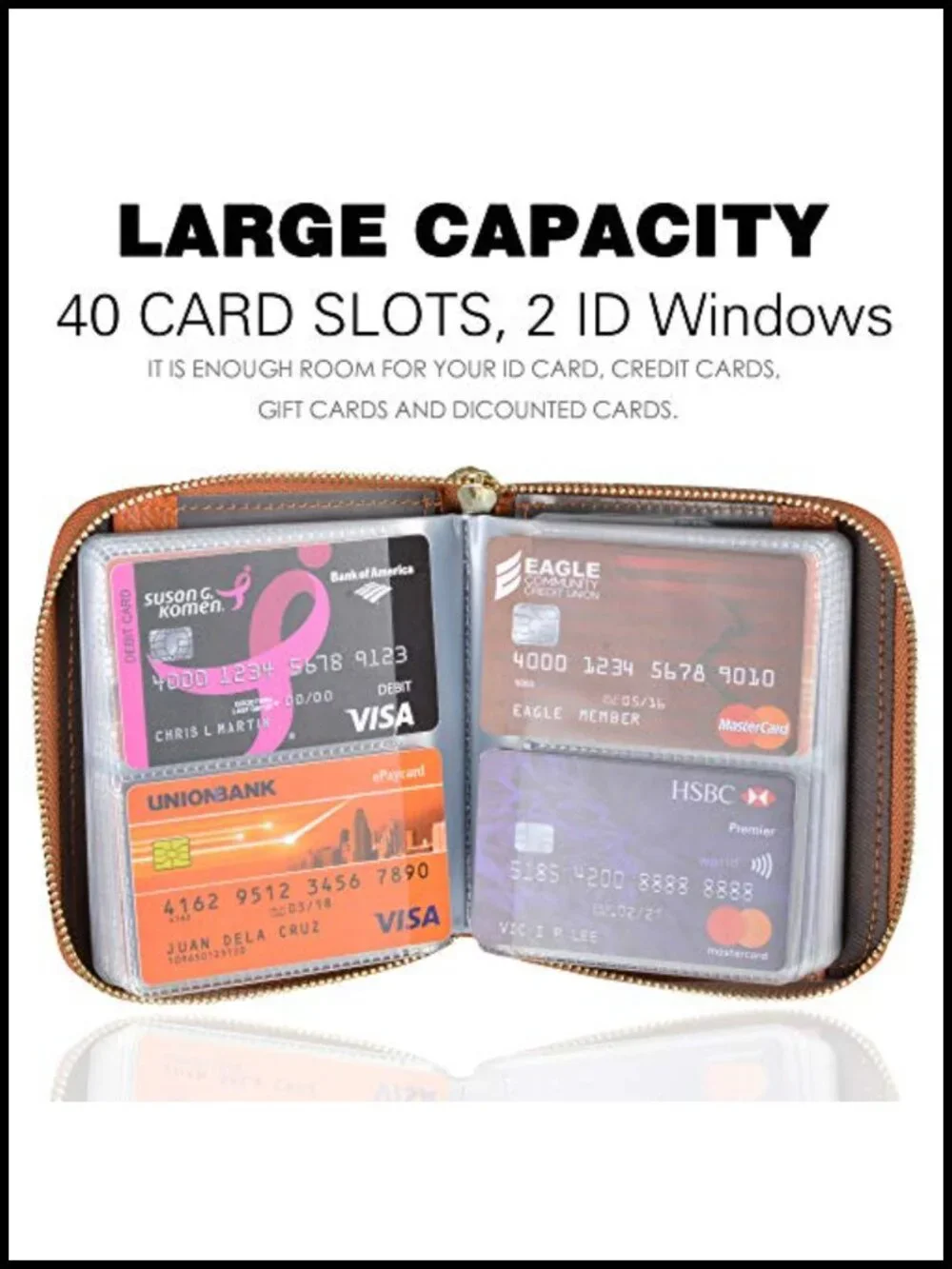 Genuine Cowhide Leather Credit Card Holder Wallet with RFID Blocking